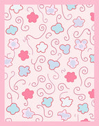 Sweet Pink Cloud Flower Swirls Rug