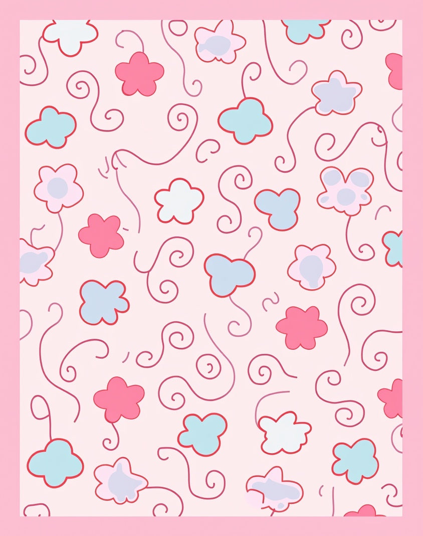 Sweet Pink Cloud Flower Swirls Rug