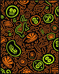 Neon Orange Lime Abstract Doodle Rug