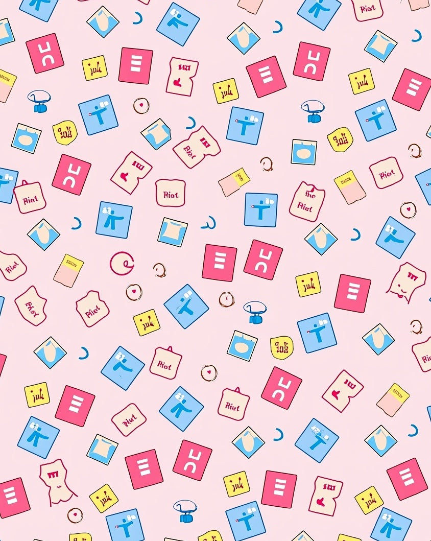 Pink Abstract Figures and Symbols Rug