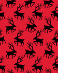 Bold Black Reindeer Silhouette Red Rug