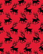 Bold Black Reindeer Silhouette Red Rug