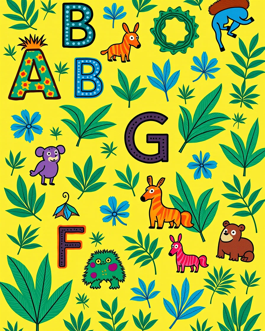 Playful Alphabet Zoo Jungle Collection Rug