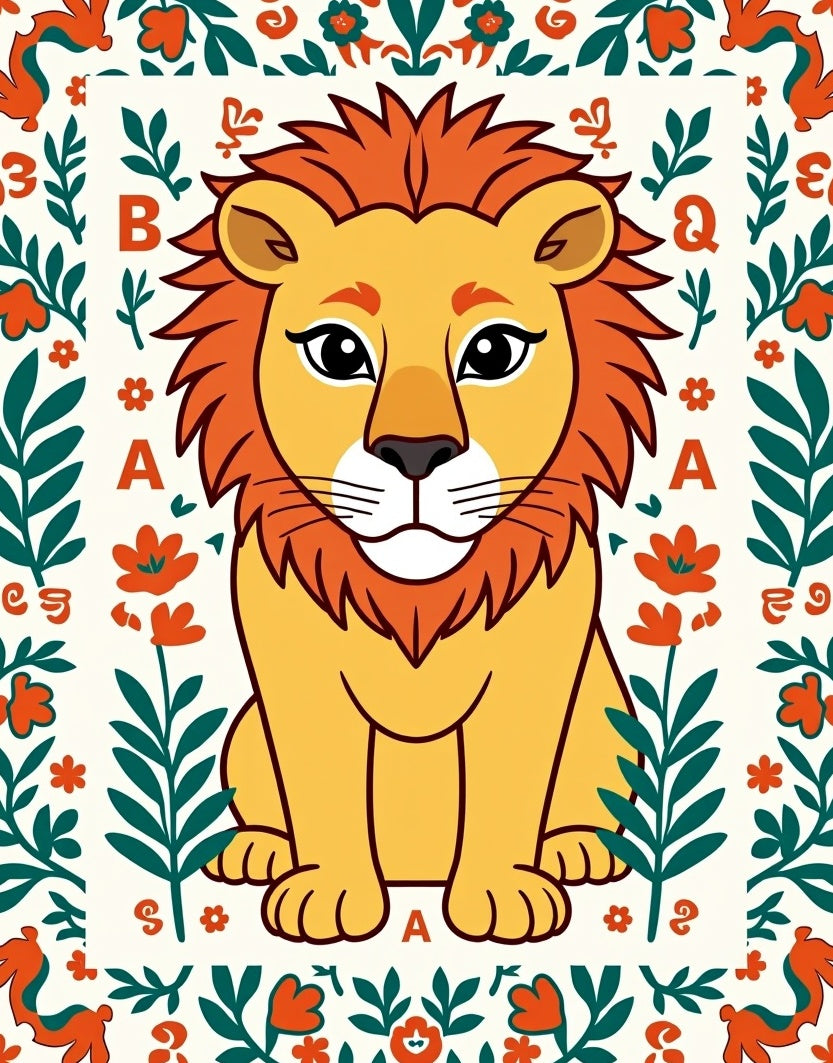 Golden Lion Floral Border Accent Rug