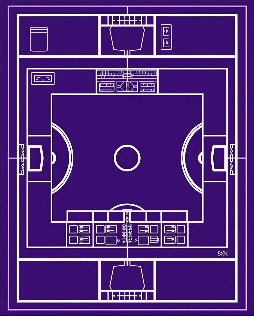 Purple Athletic Court Blueprint Rug