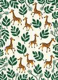 Whimsical Giraffe Jungle Leaf Ensemble Rug