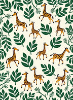 Whimsical Giraffe Jungle Leaf Ensemble Rug
