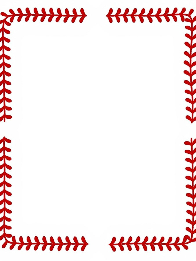 Red Baseball Stitch Border Rug