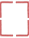 Red Baseball Stitch Border Rug