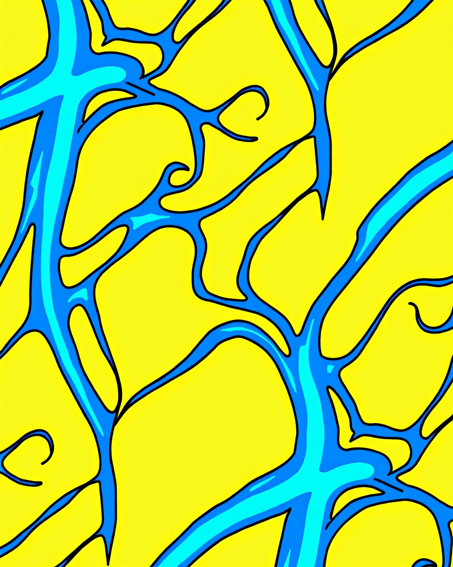 Bright Blue Vein Abstract Rug