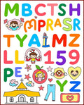 Colorful Alphabet Characters And Icons Rug