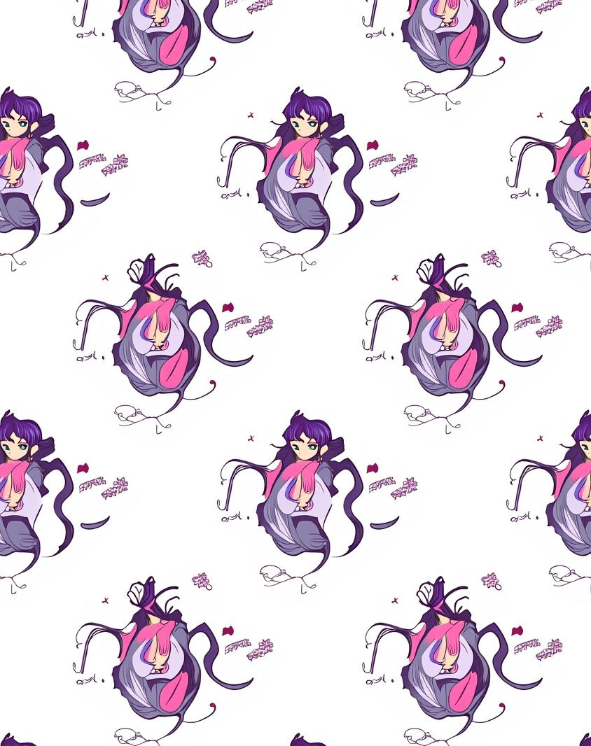 Purple Anime Girl Abstract Swirl Rug
