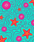 Aqua Starfish Whimsical Swirl Rug