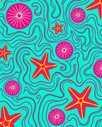 Aqua Starfish Whimsical Swirl Rug