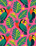 Vibrant Toucan Tropical Leaves Rug