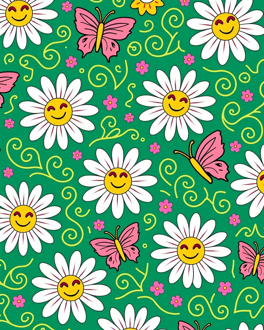 Happy Daisy Butterfly Meadow Rug