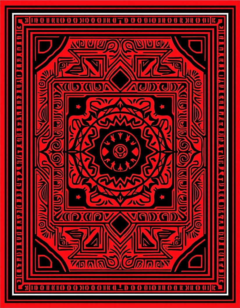 Bold Red Intricate Mandala Rug