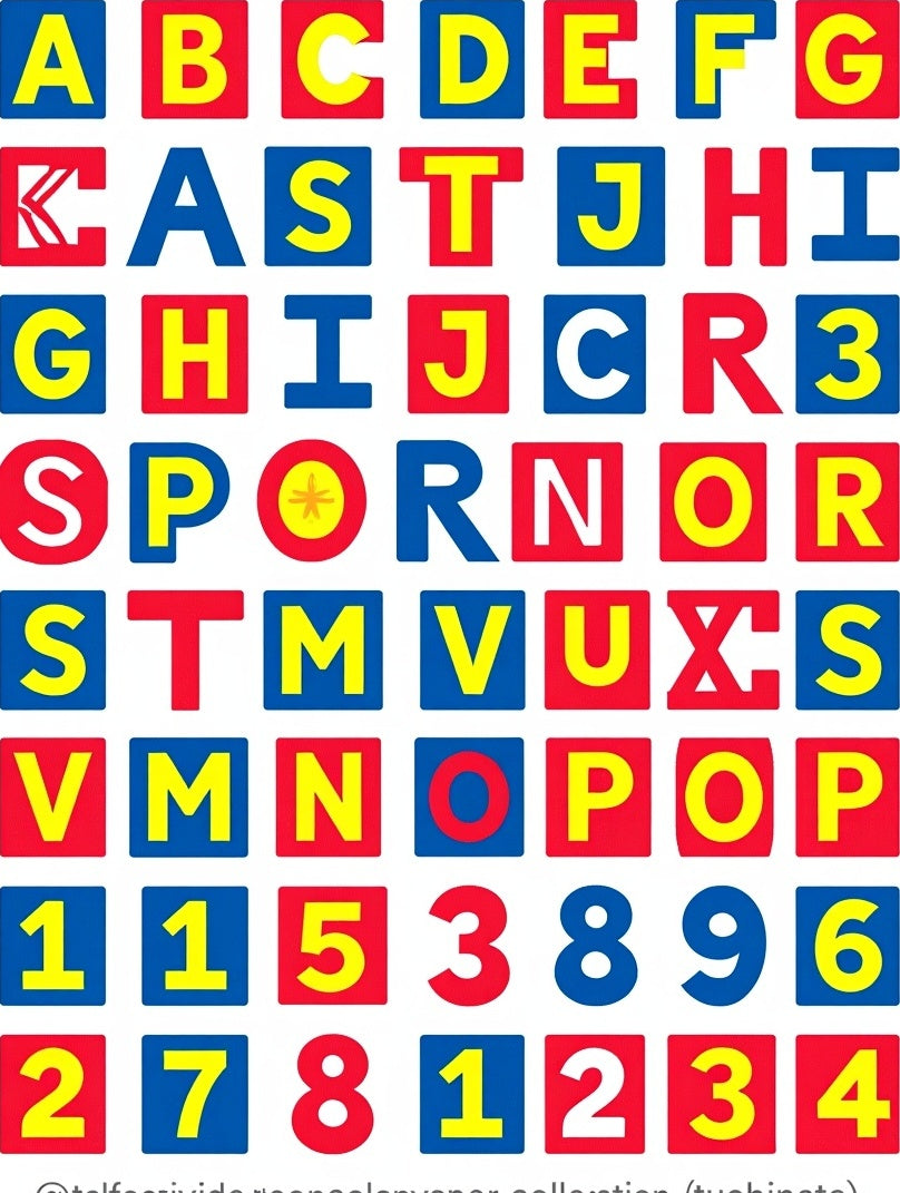 Alphabetical Red Blue Yellow Blocks Rug