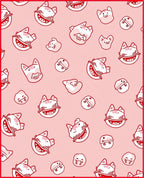 Whimsical Red Cat Faces Pink Rug