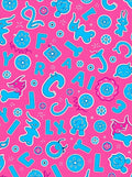 Pink Blue Whimsical Alphabet Creatures Rug