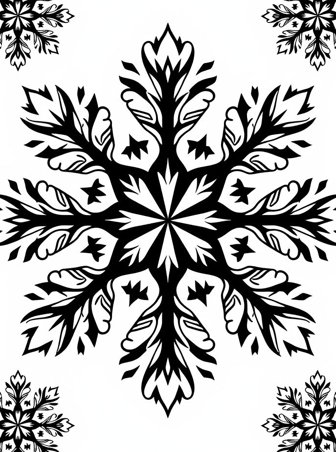 Black White Snowflake Art Rug