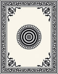 Black and Cream Geometric Medallion Border Rug