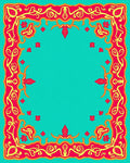 Ornate Crimson Yellow Floral Border Rug