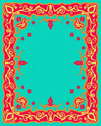 Ornate Crimson Yellow Floral Border Rug
