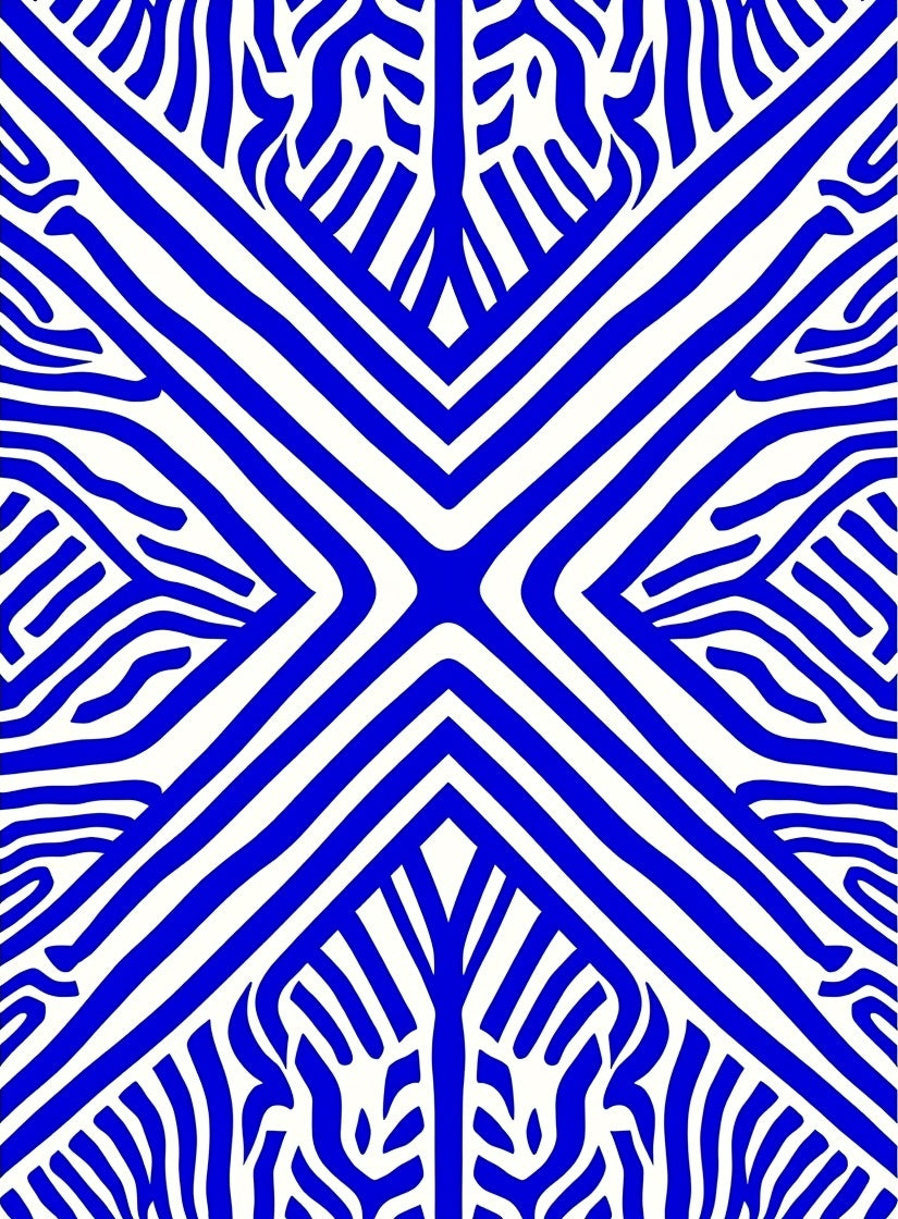 Bold Blue Abstract Zebra Stripes Rug