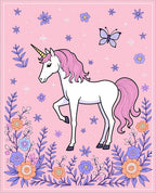 Pink Unicorn Garden With Butterflies Rug