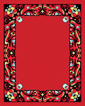 Red Black Yellow Floral Border Rug