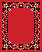 Red Black Yellow Floral Border Rug