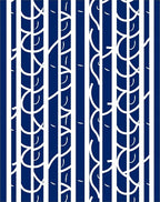 Deep Blue White Abstract Vertical Stripes Rug