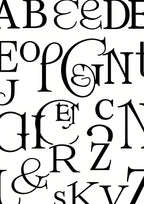 Elegant Black Serif Alphabet Collage Rug