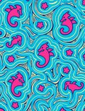 Pink Seahorse Swirls Aqua Rug