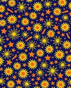 Golden Sunbursts Orange Stars Rug