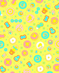 Yellow Pink Blue Abstract Objects Rug