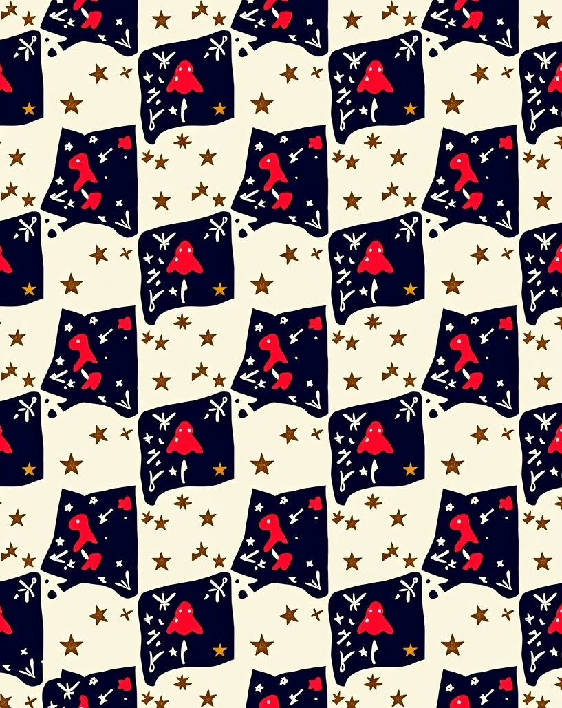 Cosmic Red Mushroom Starry Night Patch Rug