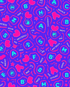 Abstract Pink Blue Alphabets Hearts Rug