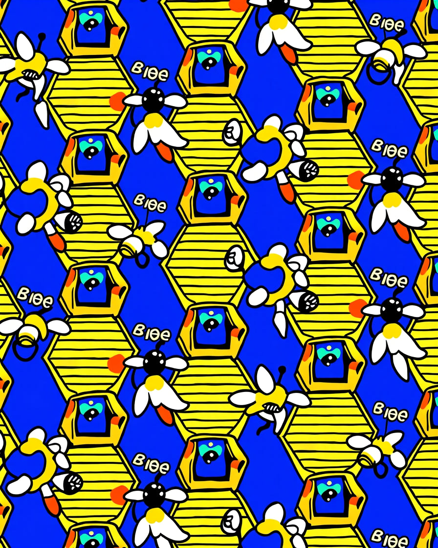 Whimsical Yellow Beehive Hexagon Rug