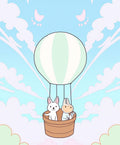 Whimsical Bunny Hot Air Balloon Adventure Rug