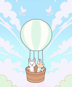 Whimsical Bunny Hot Air Balloon Adventure Rug