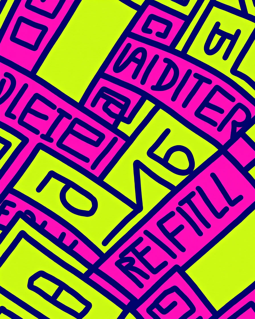 Bold Pink Yellow Typographic Maze Rug