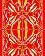 Bold Red Yellow White Angular Fusion Rug