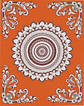 Orange and White Mandala Floral Corners Rug
