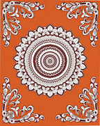 Orange and White Mandala Floral Corners Rug