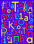 Vibrant Alphabet Collage Abstract Rug
