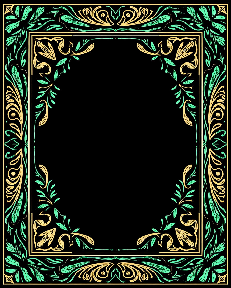 Ornate Yellow and Teal Floral Border Rug