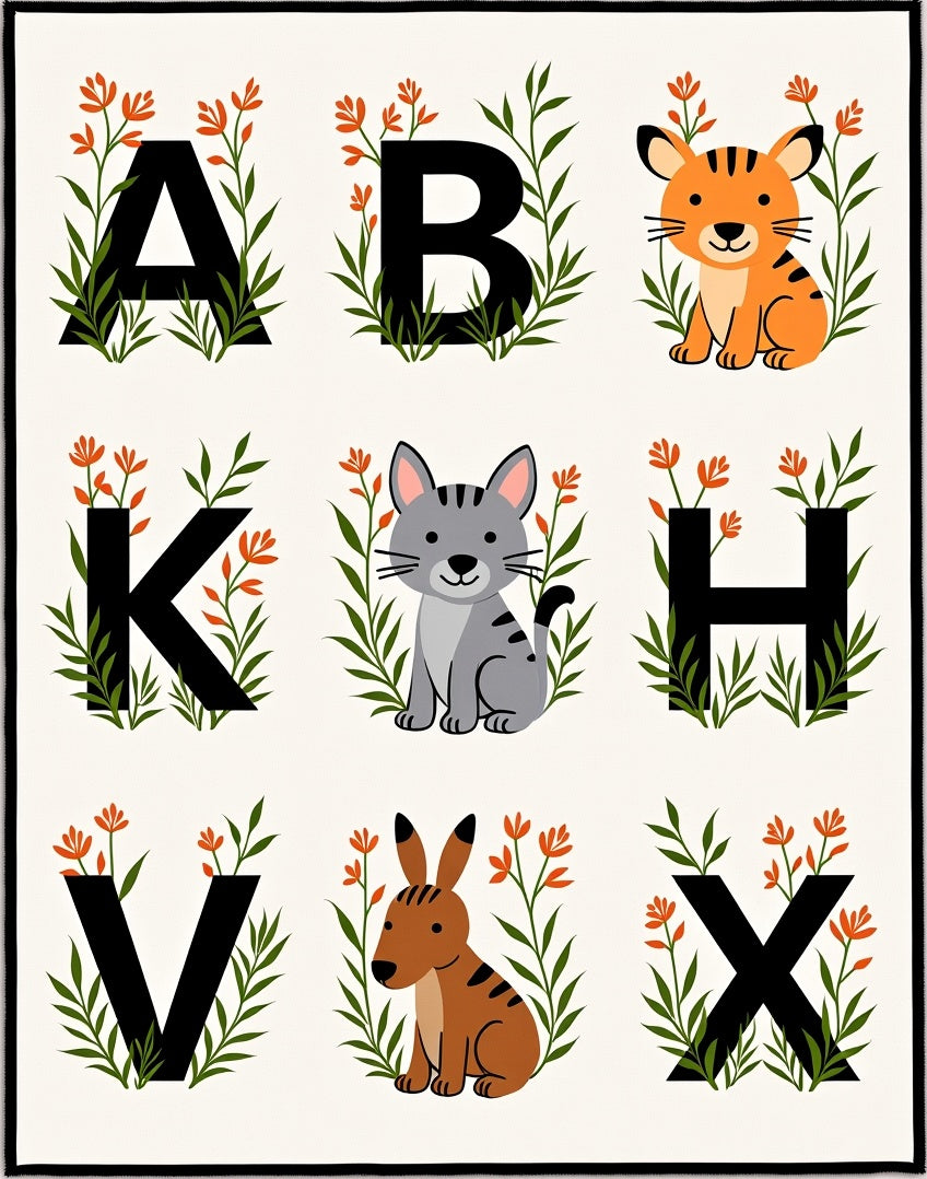 Alphabet Animals Botanical Garden Rug