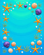 Orange Starfish Shells and Pearls Ocean Rug
